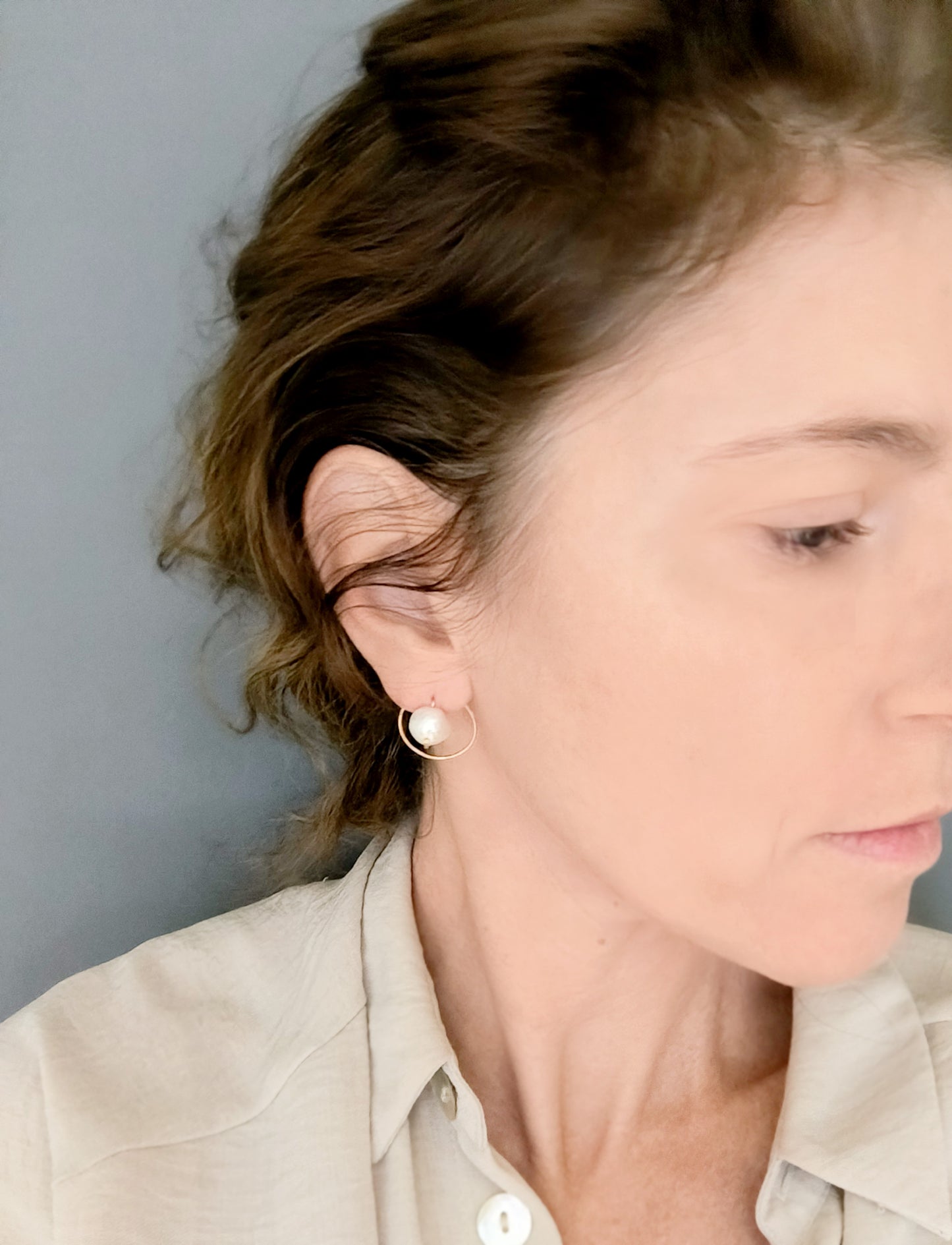 Boucles d'oreilles en volume, perles de culture naturelle