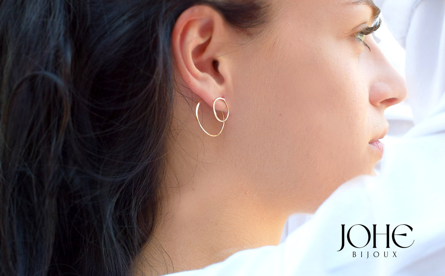 Créoles double irrégulières or laminé 14k