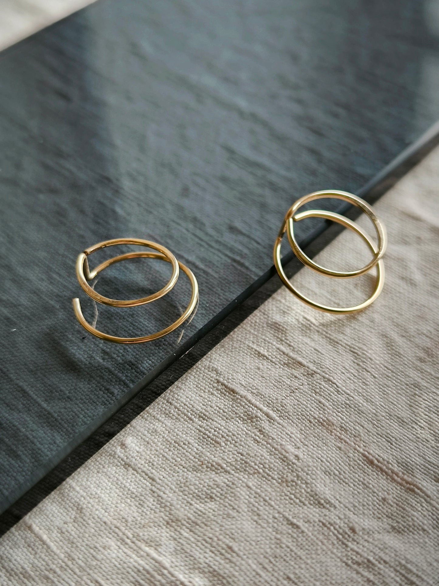 Créoles double irrégulières or laminé 14k