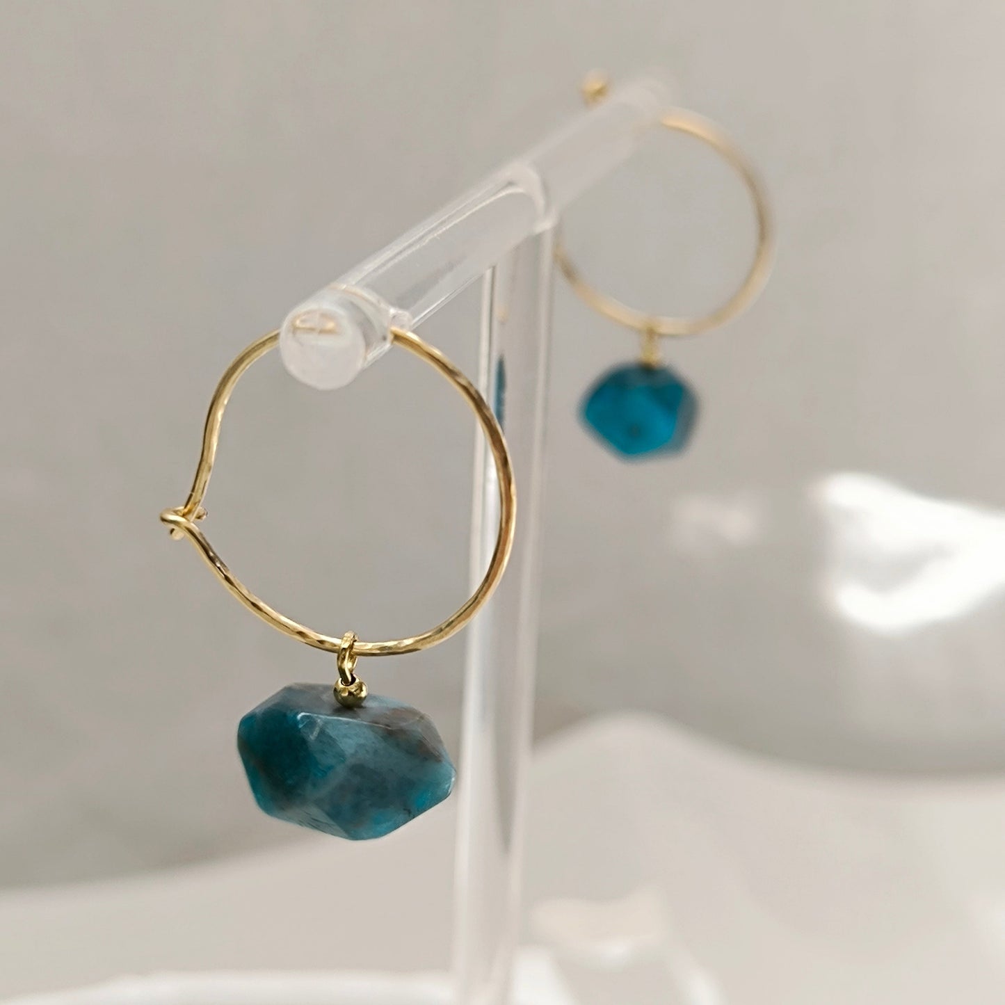 Boucles d'oreilles modulables pierres tons bleu