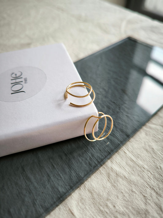Créoles double irrégulières or laminé 14k